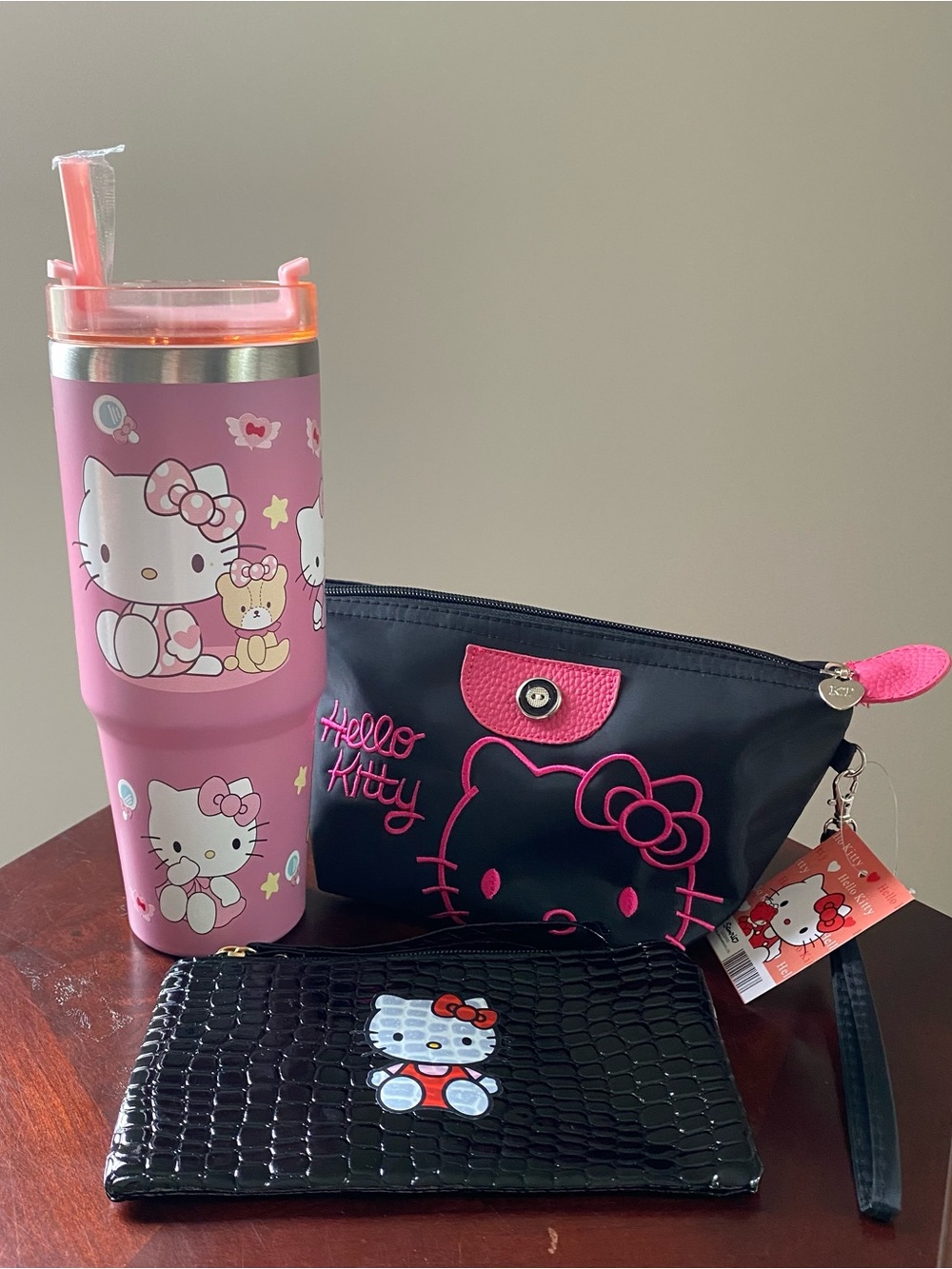 Hello Kitty Pink Tumbler & Two Hello Kitty Pouches
